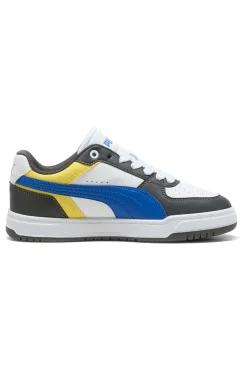 Sneakers bianche verdi blu e gialle stile court Puma Caven III Block Jr