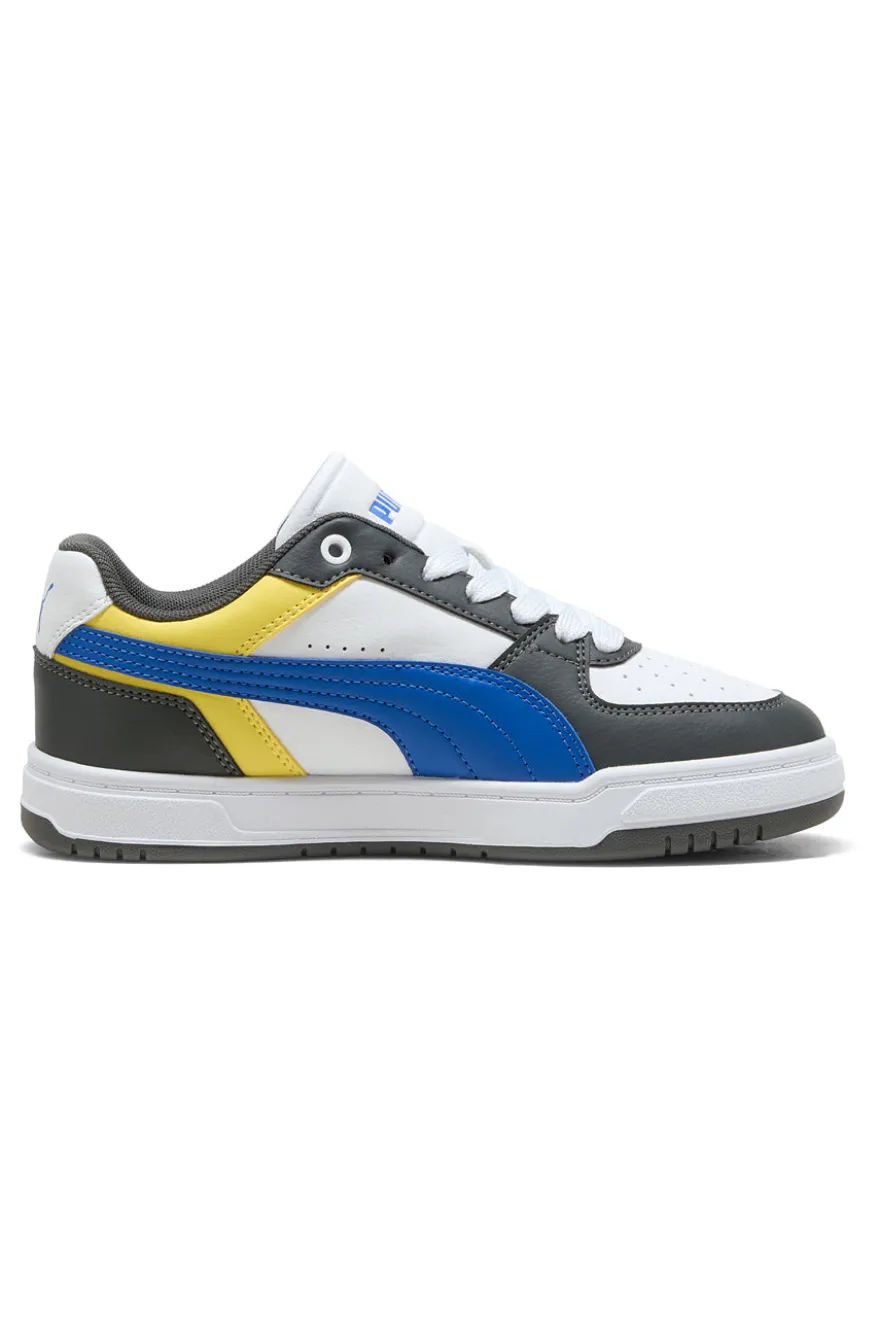 Sneakers bianche verdi blu e gialle stile court Puma Caven III Block Jr