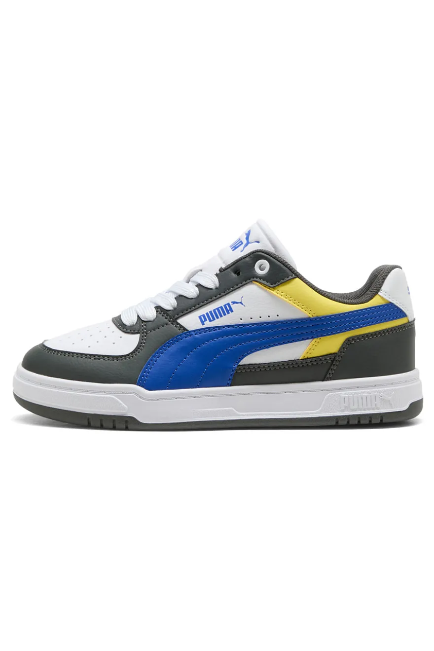 Sneakers bianche verdi blu e gialle stile court Puma Caven III Block Jr