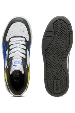 Sneakers bianche verdi blu e gialle stile court Puma Caven III Block Jr