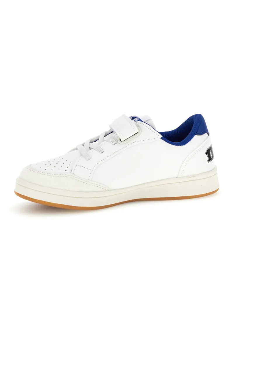 Sneakers bianco con strappi e inserti blu Mkids MJ6006