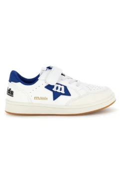 Sneakers bianco con strappi e inserti blu Mkids MJ6006