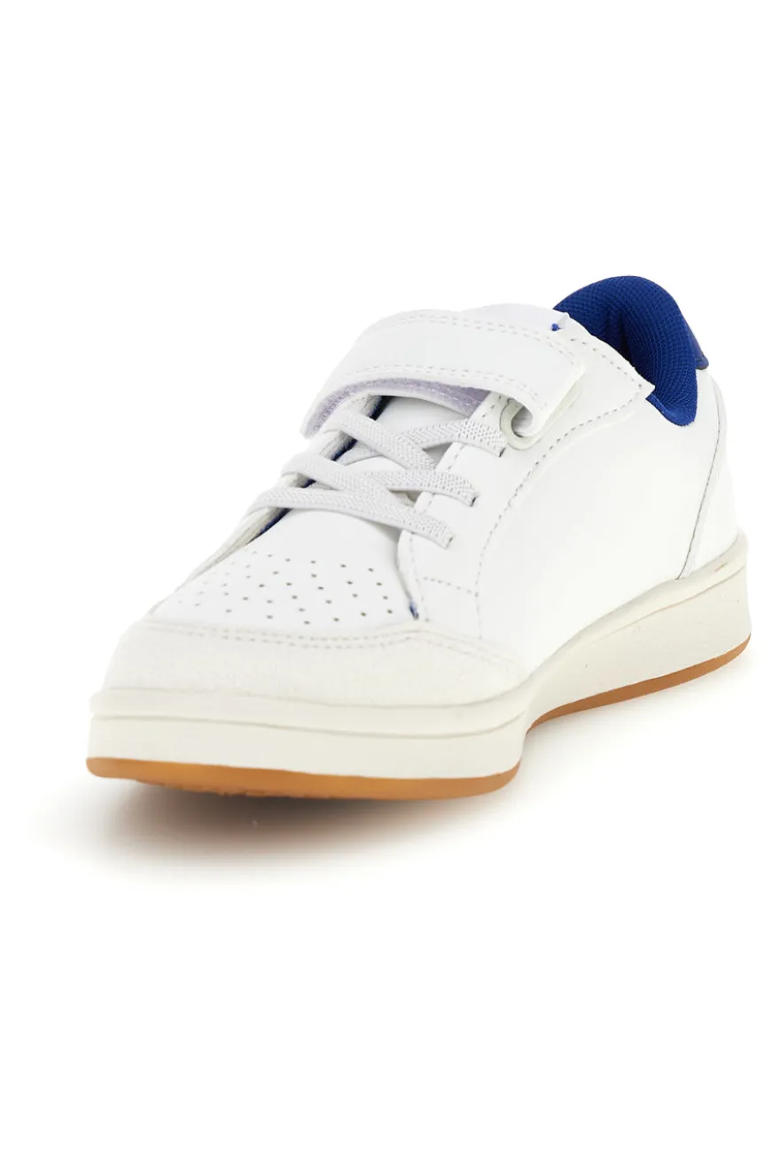 Sneakers bianco con strappi e inserti blu Mkids MJ6006