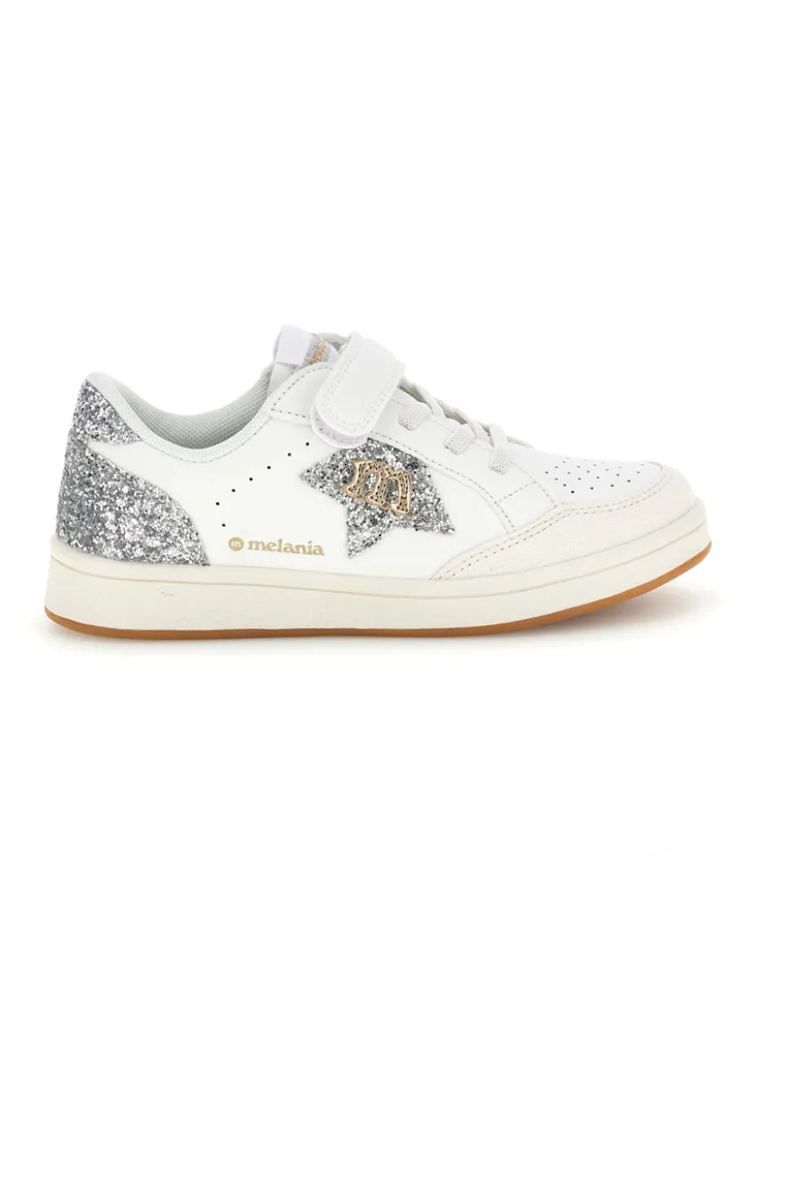Sneakers bianco con strappi e inserti glitter Mkids MJ6005