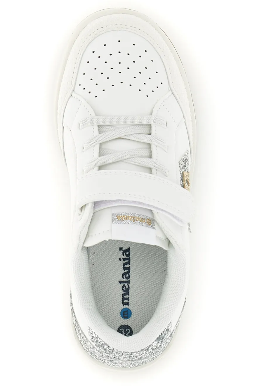 Sneakers bianco con strappi e inserti glitter Mkids MJ6005