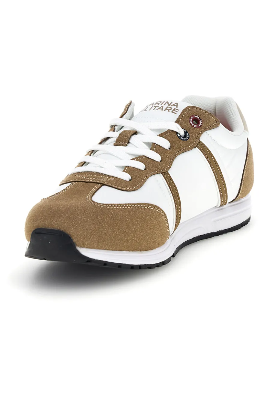 Sneakers bianco e beige con suoletta estraibile Marina militare MM255