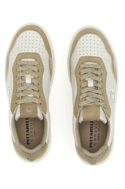 Sneakers Bianco e Beige platform in pelle Pittarello capsule Casey