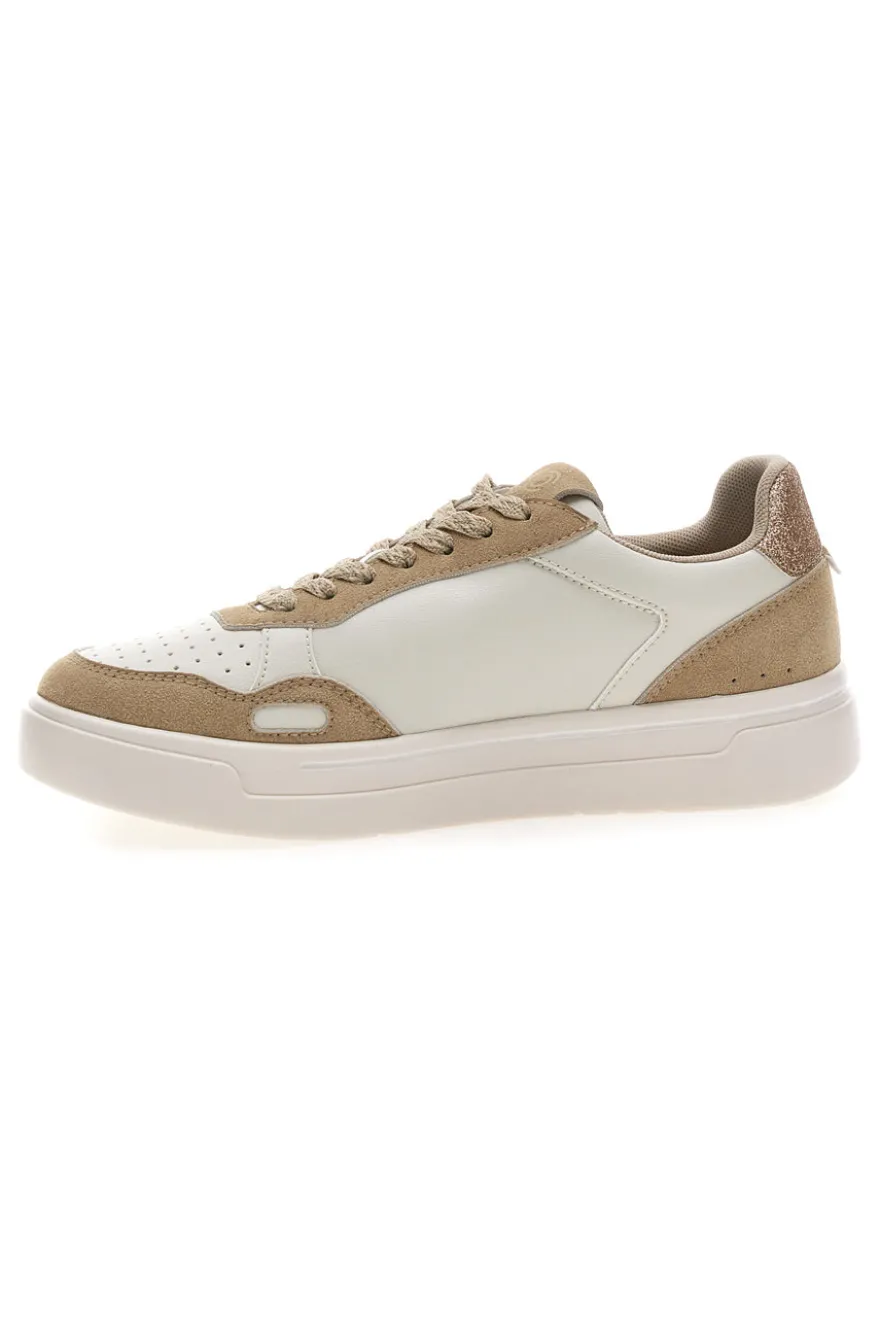 Sneakers Bianco e Beige platform in pelle Pittarello capsule Casey