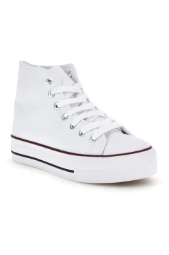 Sneakers bianco in tela stringate alte 2t2l 8012