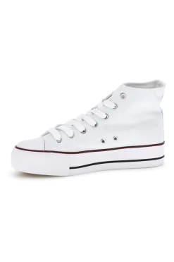 Sneakers bianco in tela stringate alte 2t2l 8012