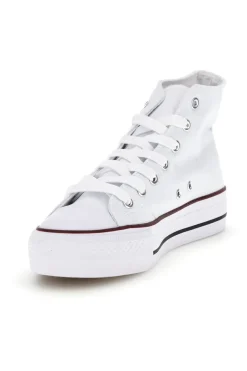 Sneakers bianco in tela stringate alte 2t2l 8012