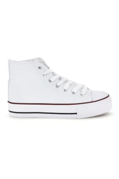 Sneakers bianco in tela stringate alte 2t2l 8012