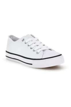 Sneakers bianco in tela stringate basse 2t2l 8011
