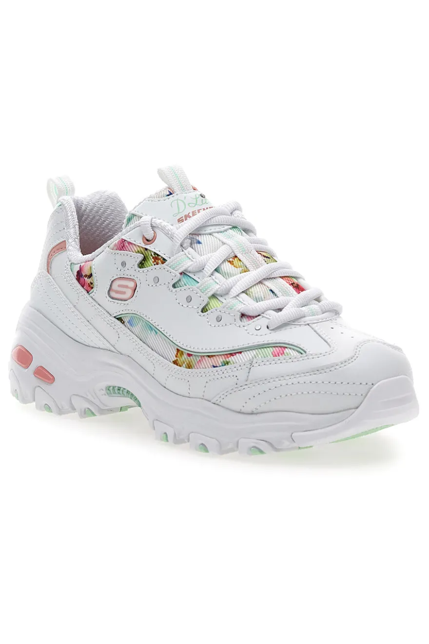 Sneakers bianco multicolor Memory Foam Skechers D'lites Blooming Fields