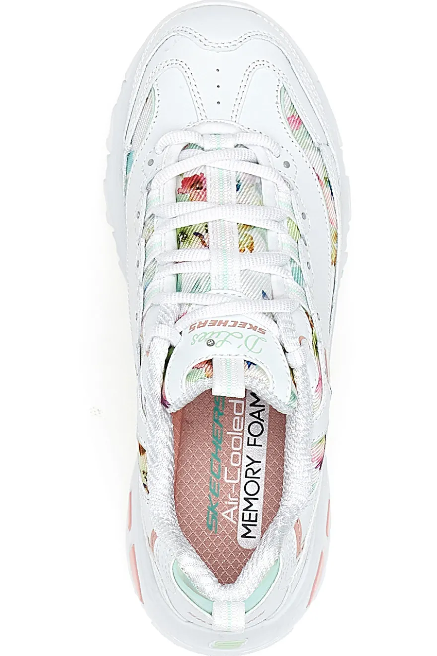 Sneakers bianco multicolor Memory Foam Skechers D'lites Blooming Fields