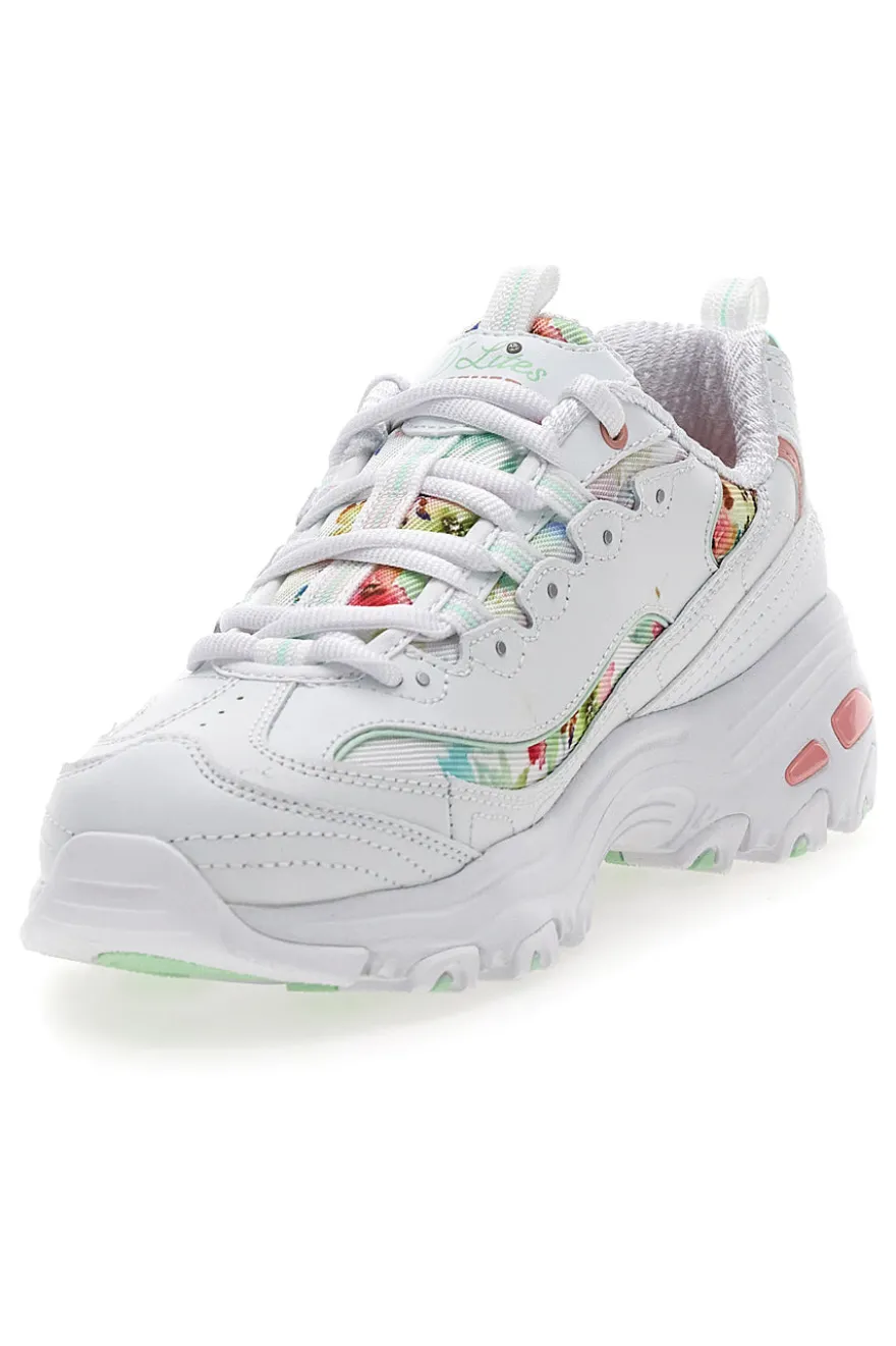 Sneakers bianco multicolor Memory Foam Skechers D'lites Blooming Fields