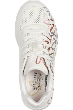 Sneakers bianco naturale con cuori metallici Skechers Uno Lite Metallic Love