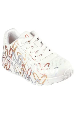Sneakers bianco naturale con cuori metallici Skechers Uno Lite Metallic Love