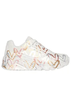 Sneakers bianco naturale con cuori metallici Skechers Uno Lite Metallic Love