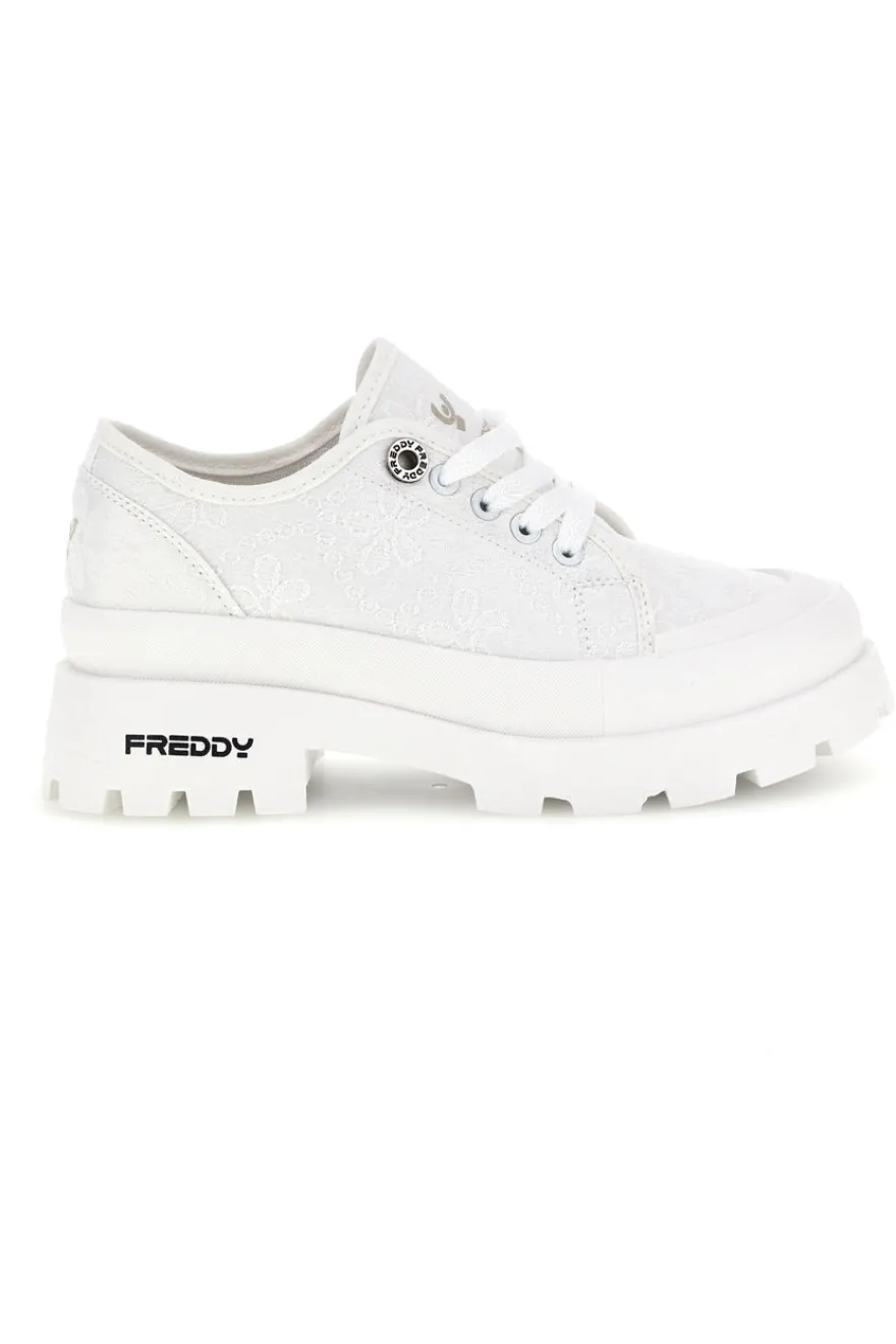Sneakers bianco platform suoletta estraibile tomaia ricamata Freddy S2617FY7690