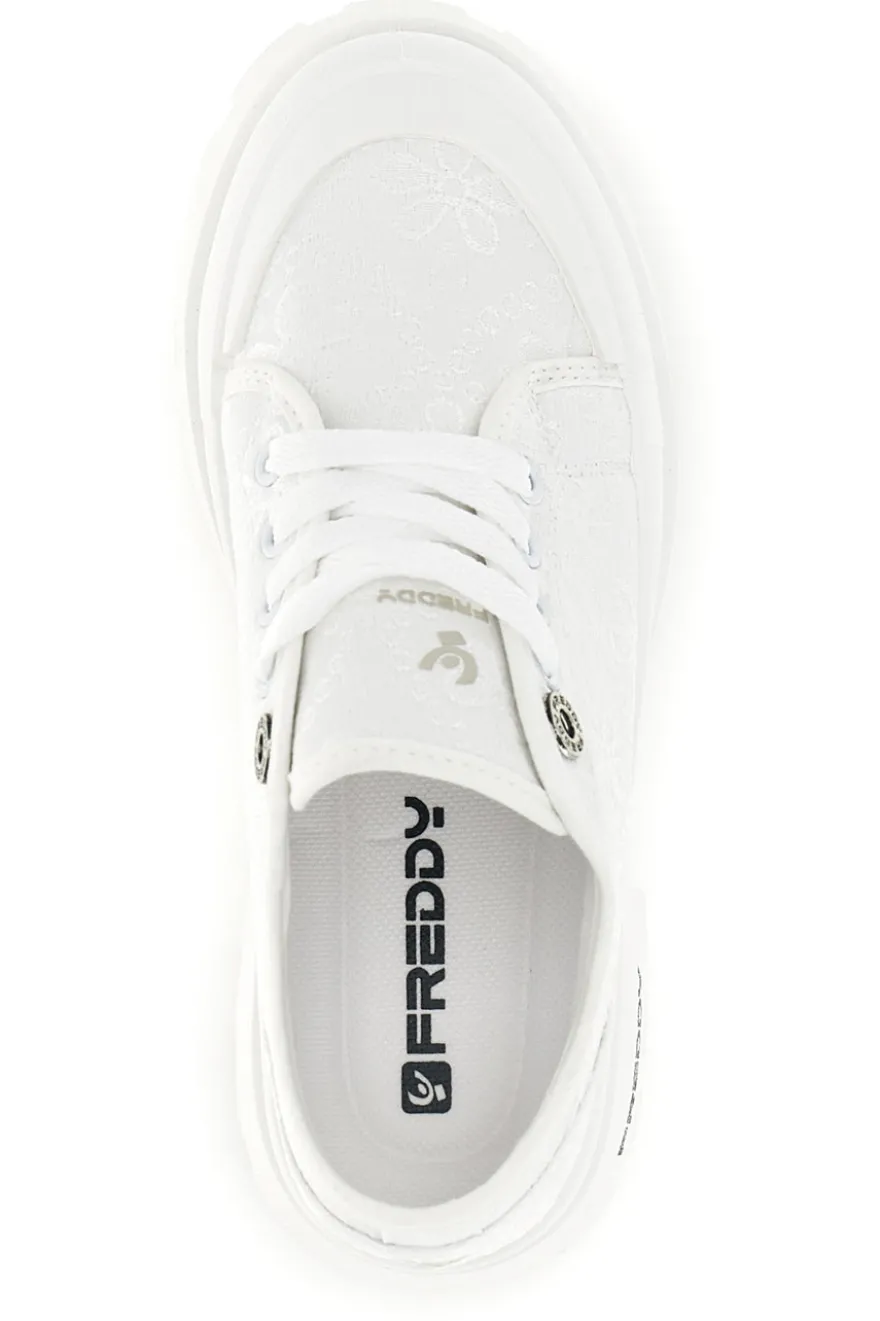 Sneakers bianco platform suoletta estraibile tomaia ricamata Freddy S2617FY7690