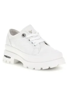 Sneakers bianco platform suoletta estraibile tomaia ricamata Freddy S2617FY7690