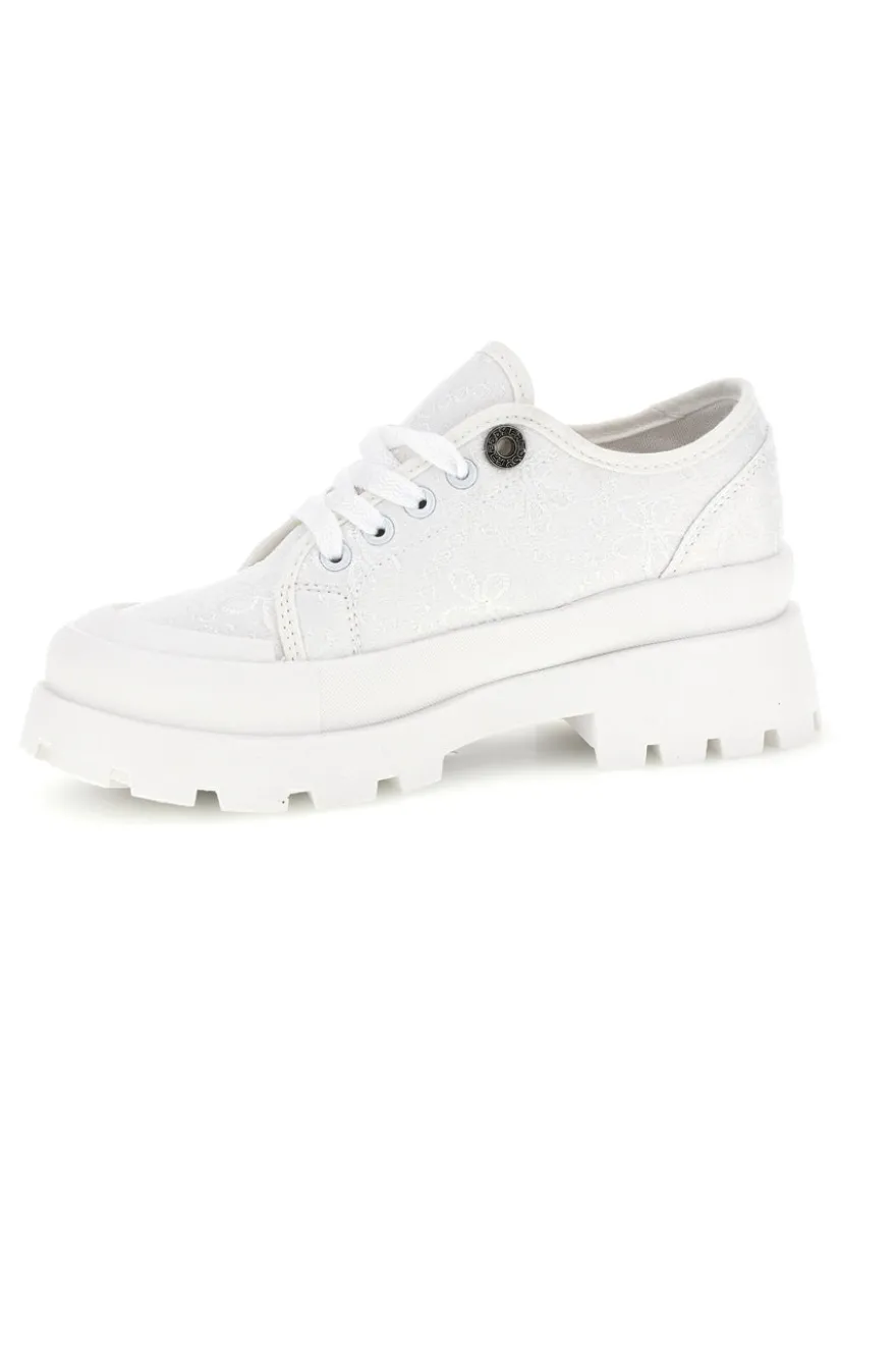 Sneakers bianco platform suoletta estraibile tomaia ricamata Freddy S2617FY7690