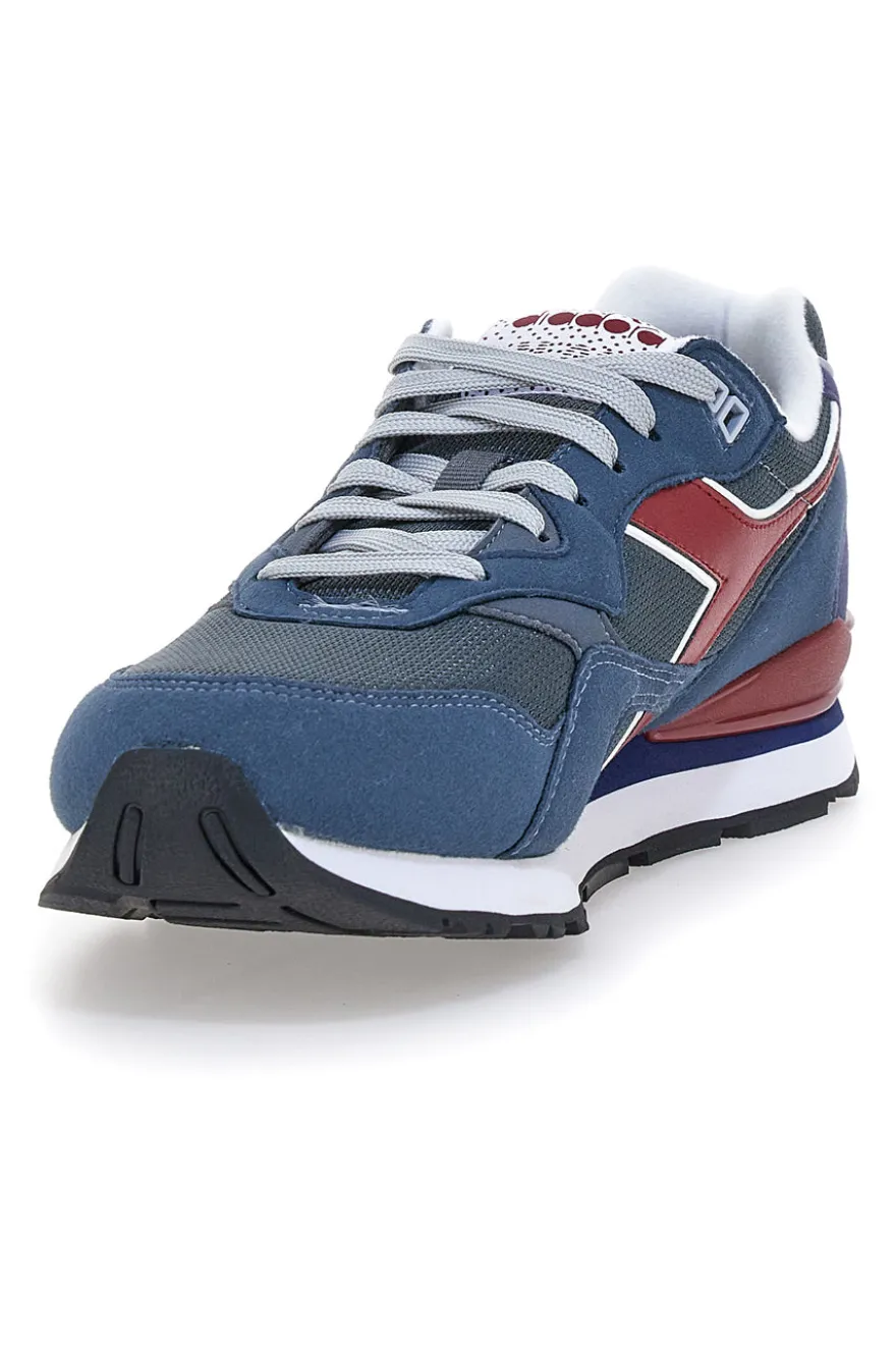 Sneakers blu con dettagli bordeaux e suola retro running Diadora N 92