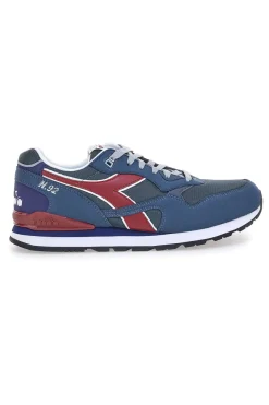 Sneakers blu con dettagli bordeaux e suola retro running Diadora N 92