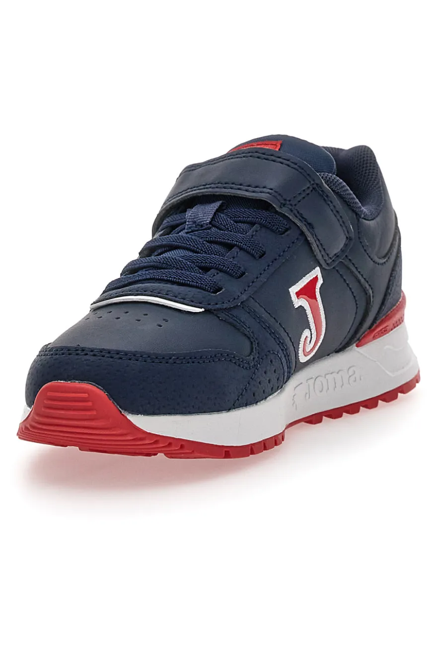 Sneakers blu con dettagli rossi e strappo Joma Tornado JR 2503