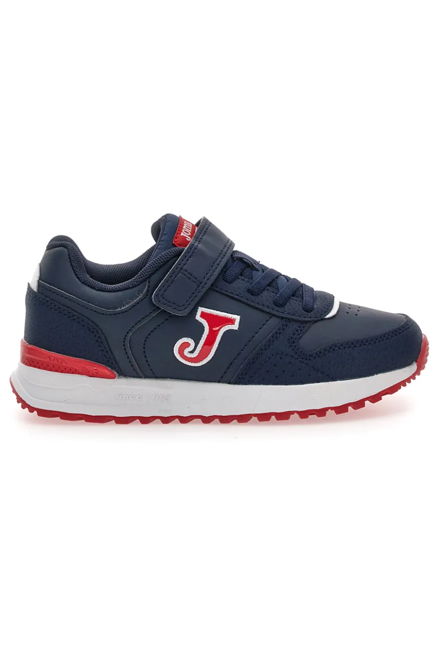 Sneakers blu con dettagli rossi e strappo Joma Tornado JR 2503