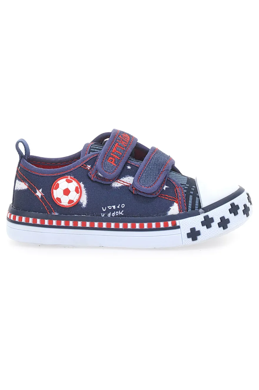 Sneakers blu con doppio strappo e stampa fantasia Pitt Kids 2242788