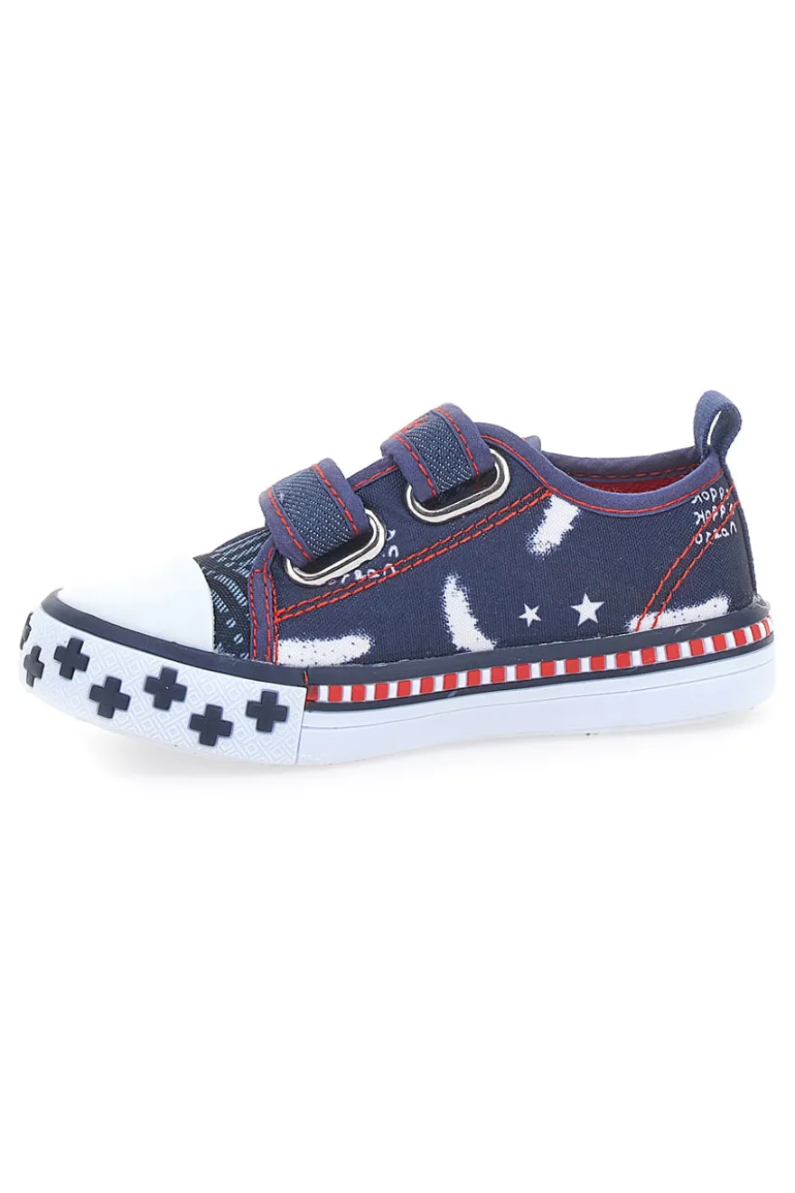 Sneakers blu con doppio strappo e stampa fantasia Pitt Kids 2242788