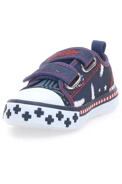 Sneakers blu con doppio strappo e stampa fantasia Pitt Kids 2242788