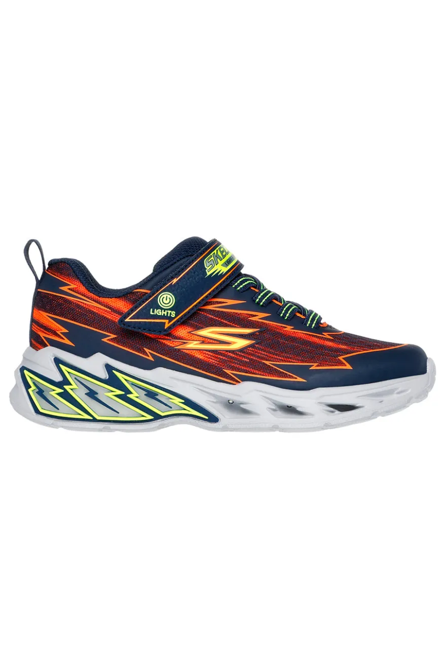 Sneakers blu con luci e dettagli arancioni Skechers Light Storm 2.0 Bolt-Brights
