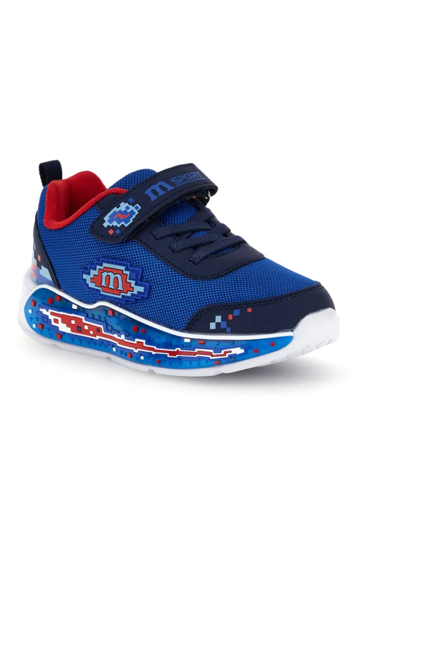 Sneakers blu con strappi e luci Mkids MJ6040