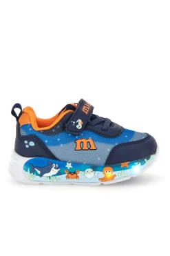 Sneakers blu con strappo, luci e dettagli marini M kids MJ6031