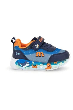 Sneakers blu con strappo, luci e dettagli marini M kids MJ6031
