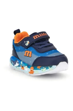 Sneakers blu con strappo, luci e dettagli marini M kids MJ6031