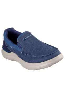 Sneakers Blu Con Tomaia in Pelle Skechers Hasting - Fielden