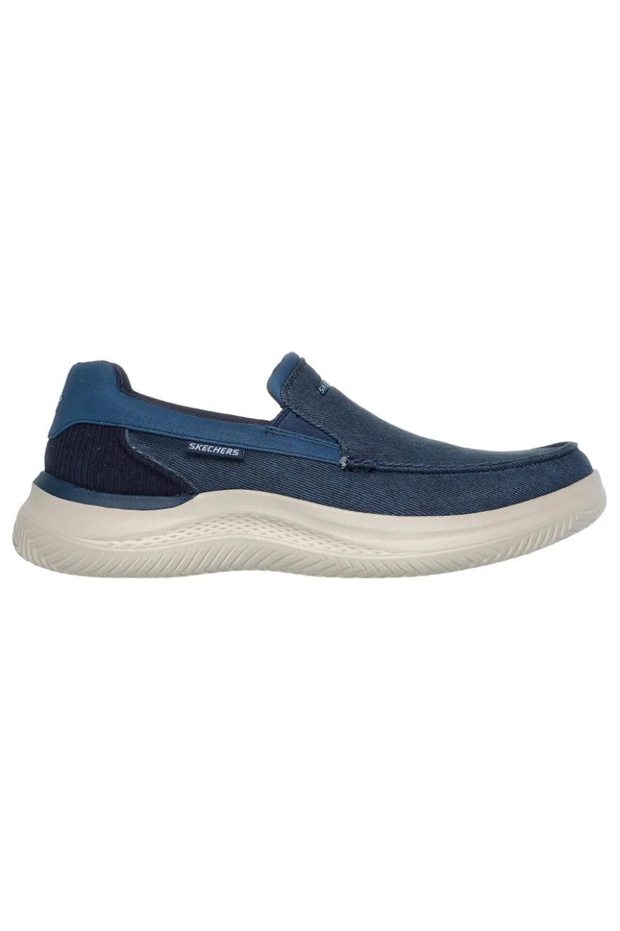 Sneakers Blu Con Tomaia in Pelle Skechers Hasting - Fielden
