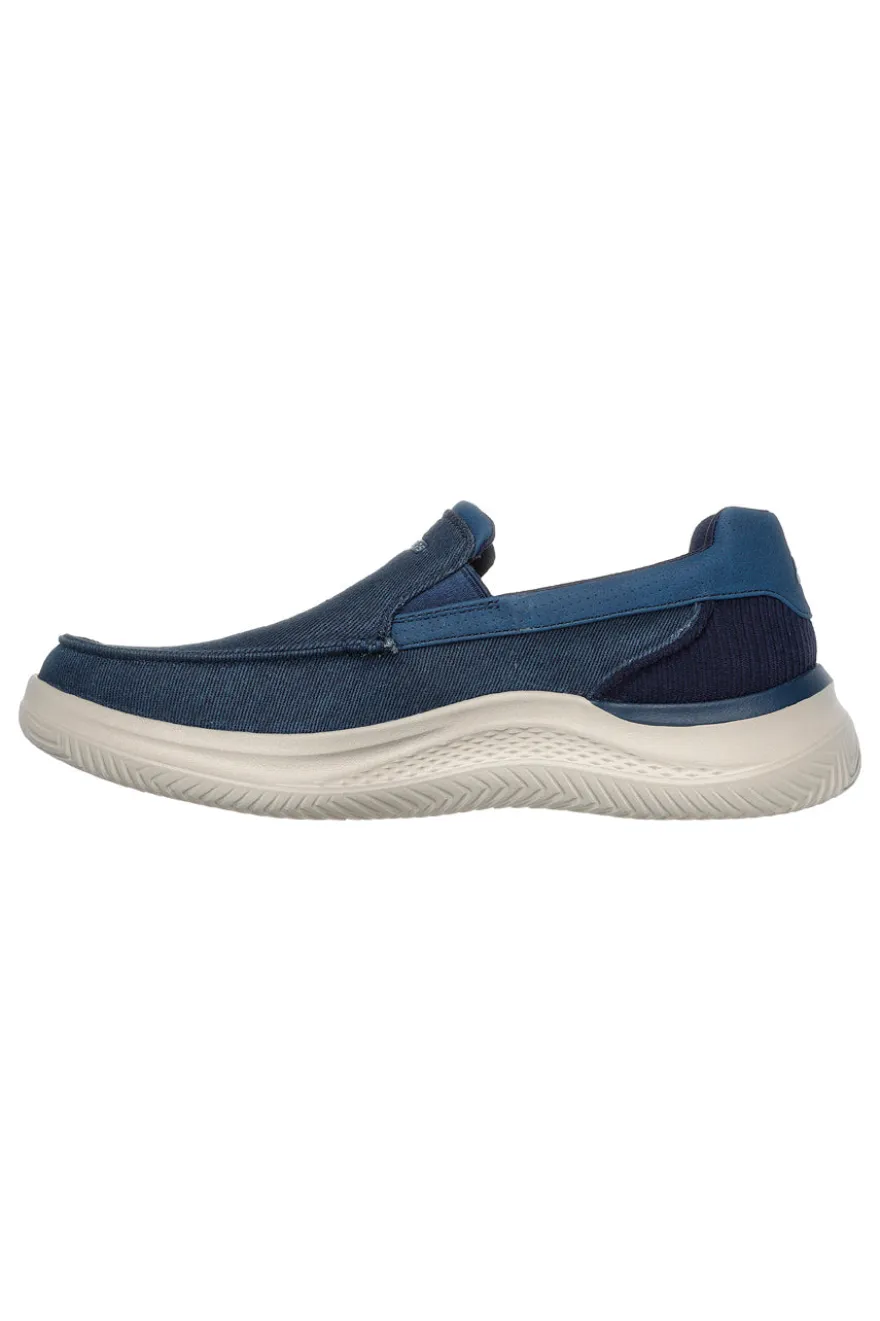 Sneakers Blu Con Tomaia in Pelle Skechers Hasting - Fielden