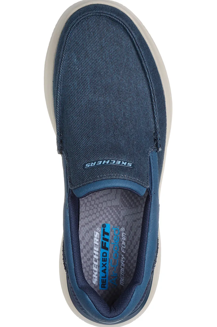 Sneakers Blu Con Tomaia in Pelle Skechers Hasting - Fielden
