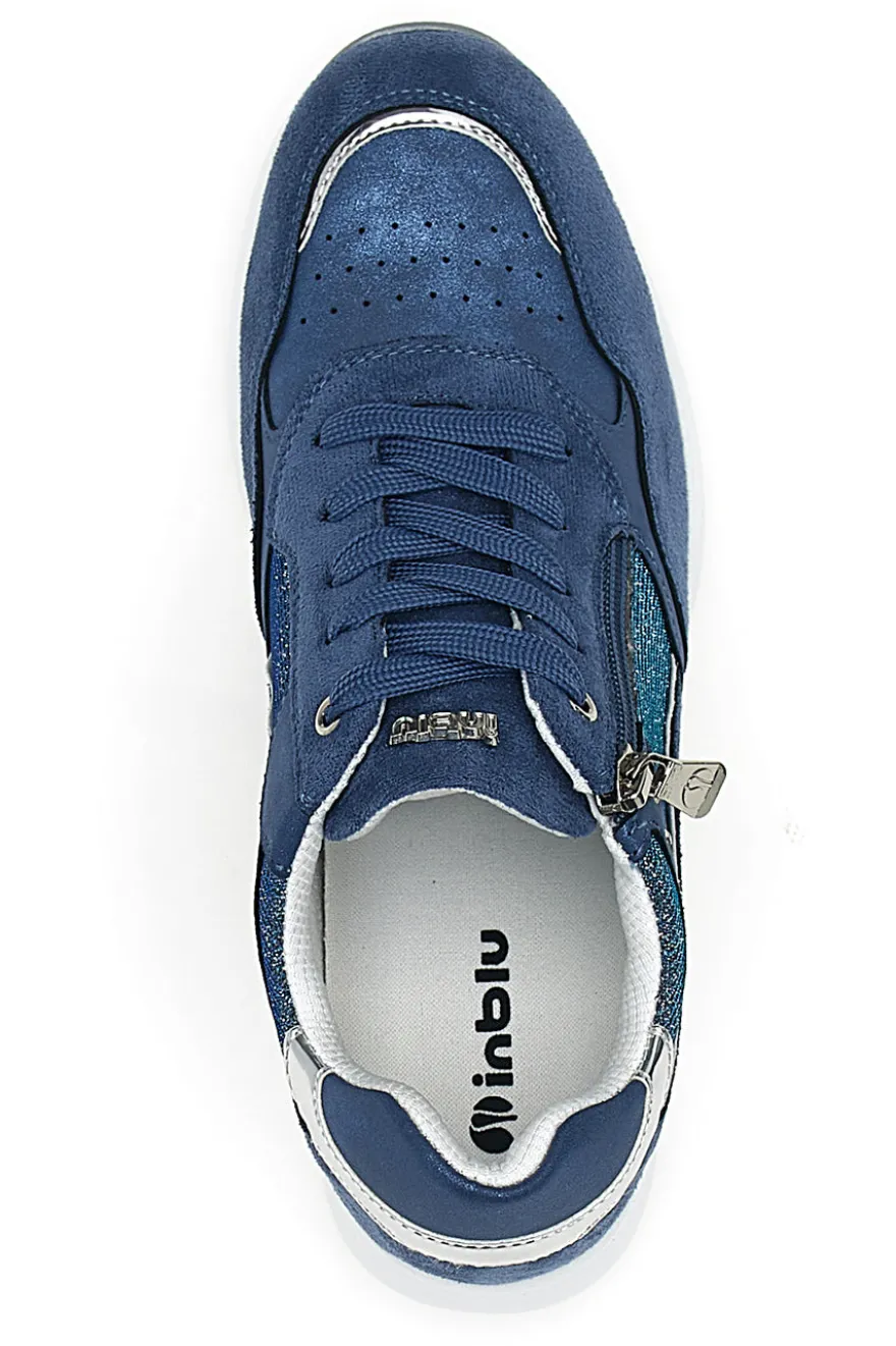 Sneakers blu con zip e dettagli metallizzati Inblu 488IN