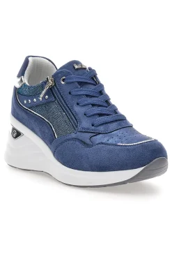 Sneakers blu con zip e dettagli metallizzati Inblu 488IN