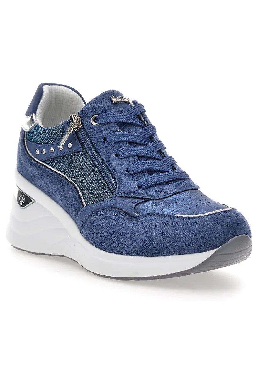Sneakers blu con zip e dettagli metallizzati Inblu 488IN