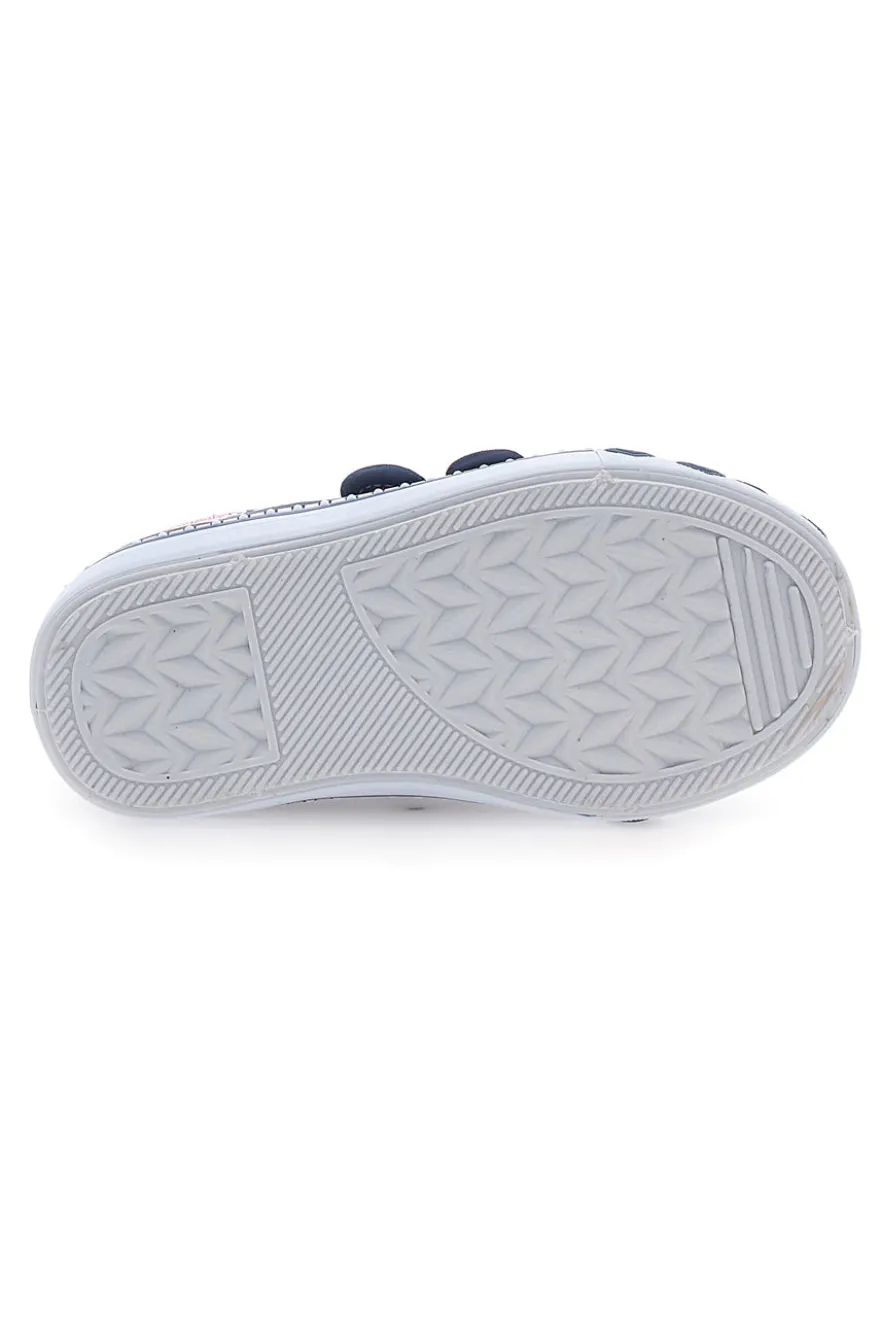 Sneakers blu denim con cuori e scritte a strappo PITT KIDS 224275