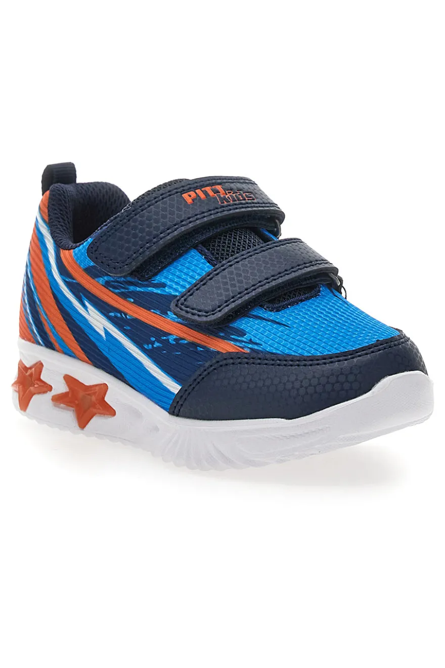 Sneakers Blu e Arancioni con Velcro e Luci PITT KIDS K21900