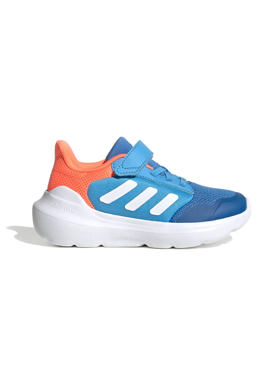 Sneakers blu e arancioni traspiranti con strappo Adidas Tensaur Run 3.0 EL C