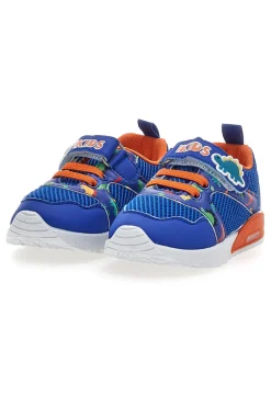 Sneakers blu e arancioni fantasia dinosauri primi passi Pitt kids PK2380A